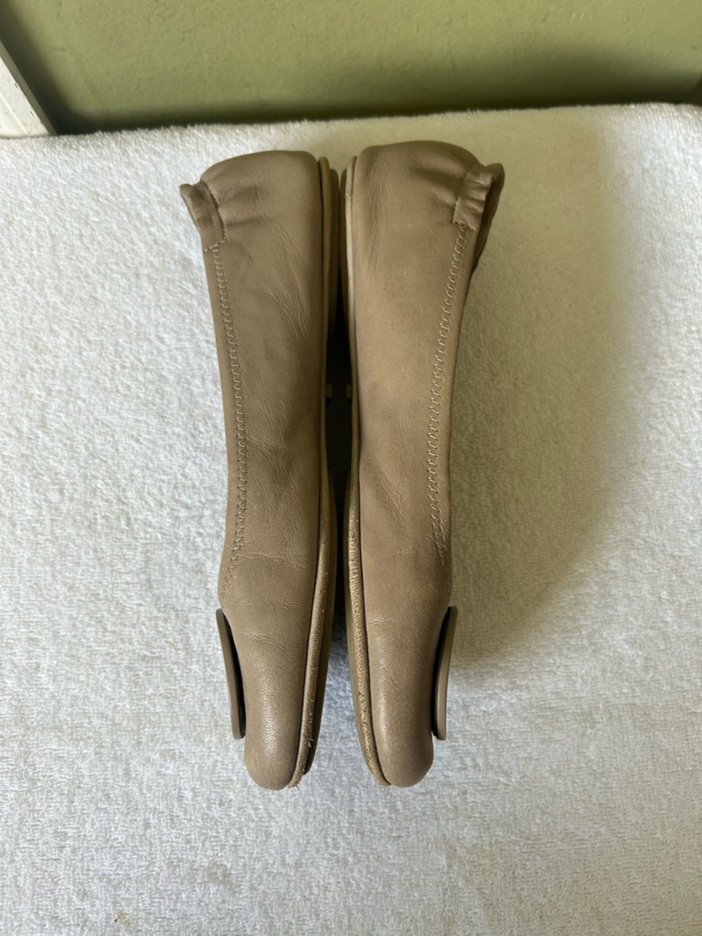 Tory Burch Taupe Leather Logo Medallion Ballet Flats - Picture 11 of 16
